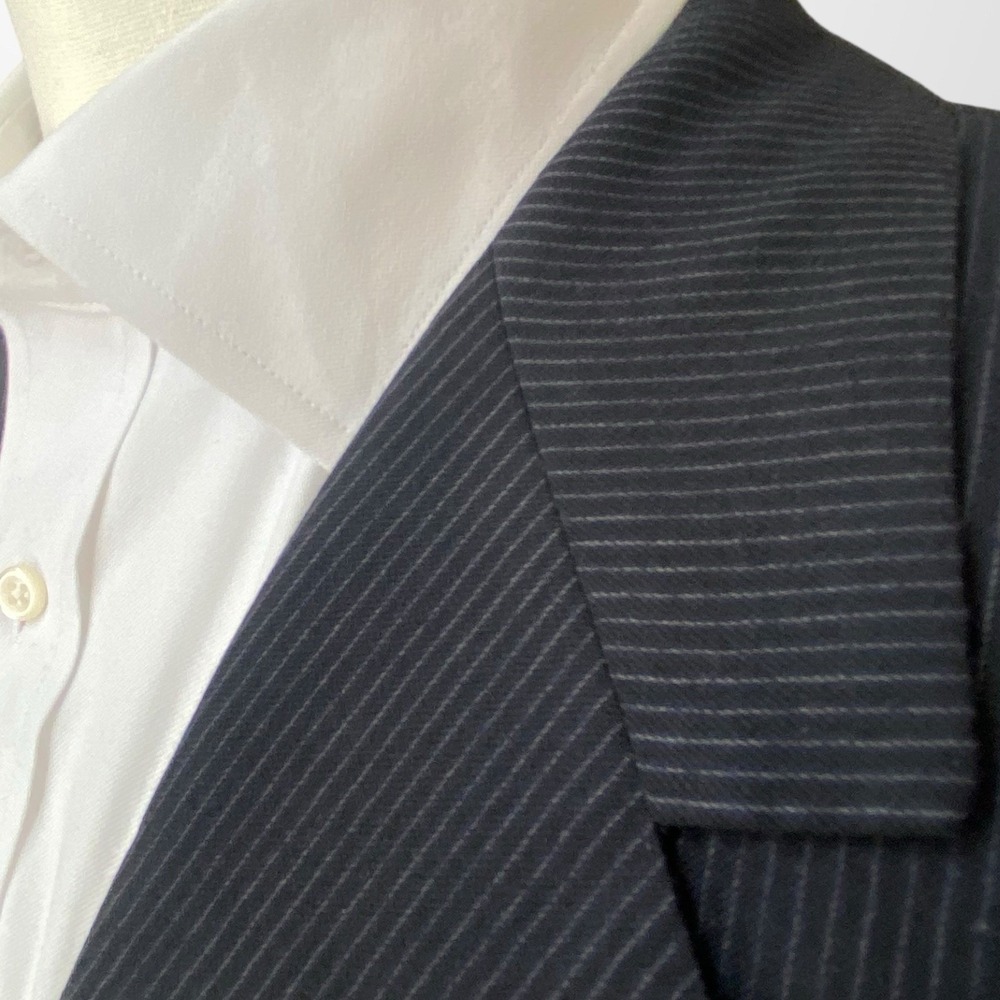 Vtg Oxxford Clothes‎ Neiman Marcus Bespoke Wool 2 Pc Suit Navy Striped 44